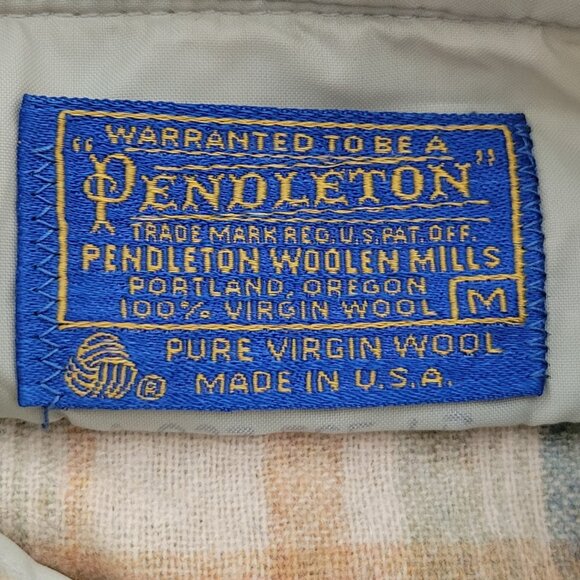 VTG Pendleton 100% Virgin Wool Sage Green Plaid Button Front Western Shirt Sz M - Picture 6 of 7